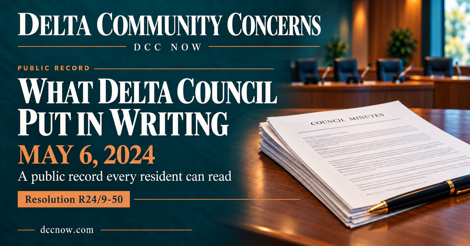 What Delta Council Put in Writing on May 6, 2024 – Resolution R24/9-50 public record